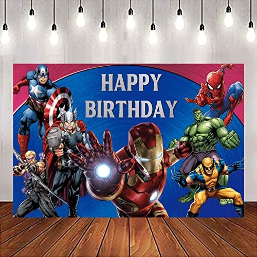 huanledaishu Marvel Superhero Backdrop Avengers Iron Man Spiderman Rođendanska zabava Banner fotografija pozadina za foto Studio dekoracija