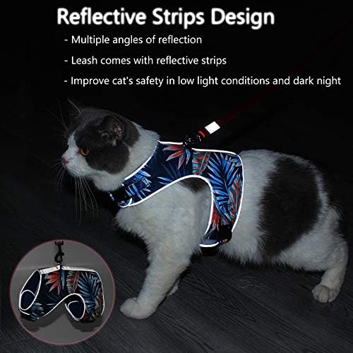 FEimaX set za mačke i povodac za hodanje otporan na bijeg, mekana mreža Podesiva Reflektirajuća prozračna štampana prsluk za male