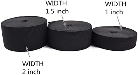 ZLCHE Crna ravna elastična traka za šivanje,2 inča 6 metara elastične trake za periku,pletena elastična Kalem visoke elastičnosti,teška