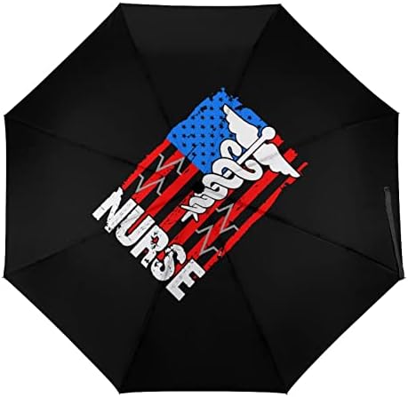 Medicinska sestra Patriotska Američka američka zastava putni kišobran izdržljivi Vjetrootporni Sklopivi kišobran za kišu prijenosni