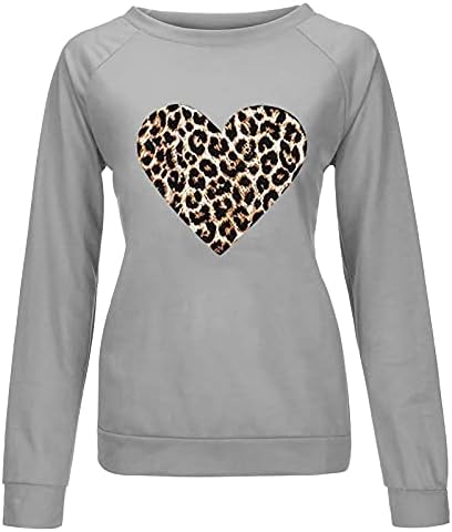 Ženske tanke košulje s dugim rukavima Leopard Print Love HanOdless Plus Plus Duks dugih rukava Top Tunic Tops