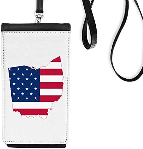 Ohio USA Map Stribe Stripes Flag oblik Telefon novčanik torbica Viseća torbica Crni džep