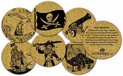 Corkology Pirates Coaster Set, Cork