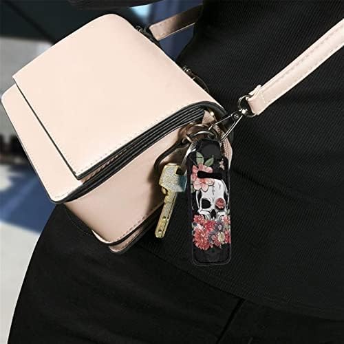 Coeqine držač čaplje privjesak za ključeve neoprenski balzam za usne privjesak za ključeve Print cvjetna lobanja za žene djevojke
