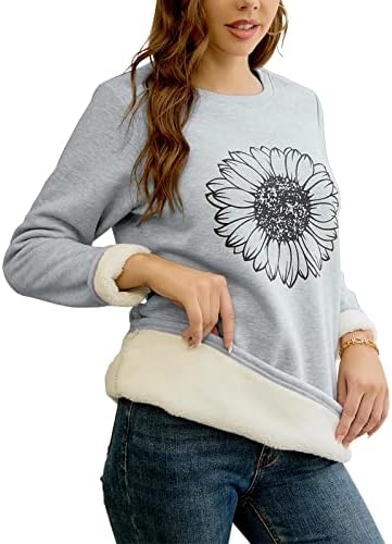 Esobo ženska bluza Topla pulover dukseri za suncokret ispisane posade za revu s dugim rukavima vrhovi dugih rukava