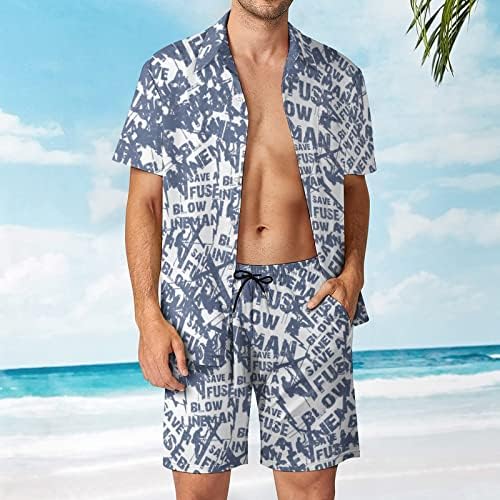 Weedkeycat lineman Sačuvaj osigurač - puhati odjeću za plažu od 2 komada havajske majice niz majica s majicom kratkih rukava