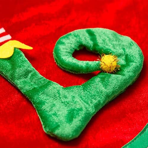 3D ELF suknja za božićno drži Jingle Elf Tree suknje za tematsku dekoraciju sa slatkim prugastim nogama crvena zelena smiješna suknja