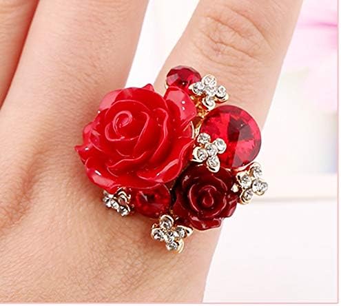 Ženski Rose pozlaćeni cvetni prstenovi šareni kristalni Statement prstenovi vjenčani prsten za angažovanje