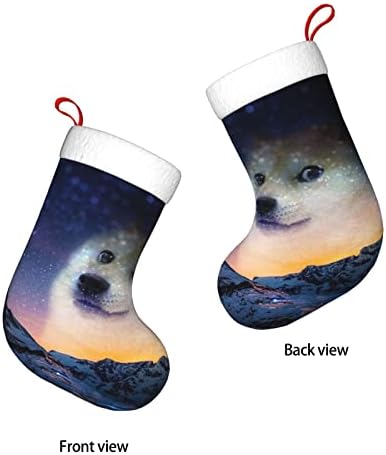 Austenstern Božićni čarape Smiješni doge Emoticon Shiba Inu Galaxy dvostrani kamin Viseći čarape