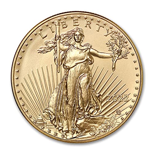 2022 1/2 oz American Gold Eagle Coin Sjajan je necrtuliran sa potvrdom o autentičnosti od strane državnog zlata od metvice 25 dolara