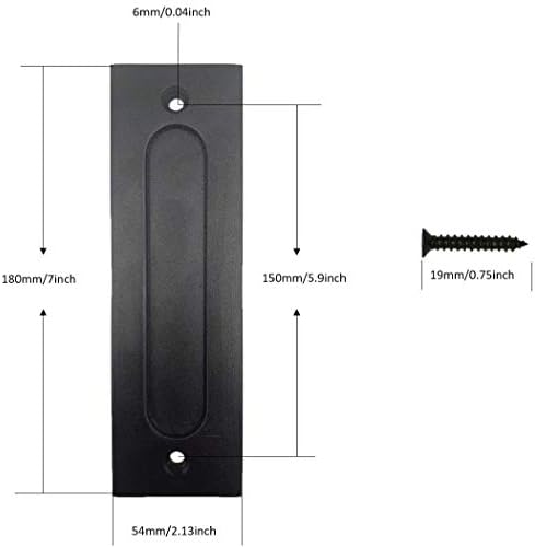 FPZ-BD 4 kom 7 inča Trčanje crne klizne tablice Prstena vrata | Teška modernu jednostavnu nevidljivu ručku | Sa ravnim dnom jednostavnim