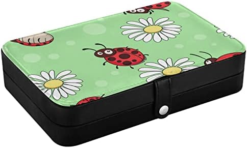 Emelivor Ladybugs Travel Travel Jewelry Case PU kožna prijenosna nakita PUTOVITE NAKIT Organizator Mala kutija za nakit za naušnice