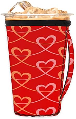 Red Valentines Day Love Heart Reusable Ledeni rukav za kavu sa ručkom ručicom za čaše za sode, Latte, Čaj, pića, pivo
