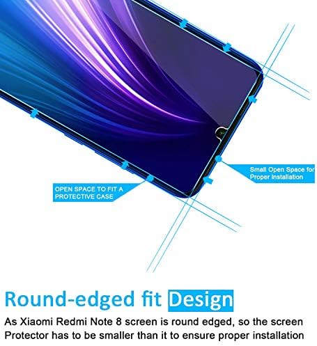 NEW'C [3 paket dizajniran za Xiaomi Redmi Note 8, Note 8 2021, Mi 9 Lite zaštitnik ekrana kaljeno staklo, Ultra otporno na futrolu