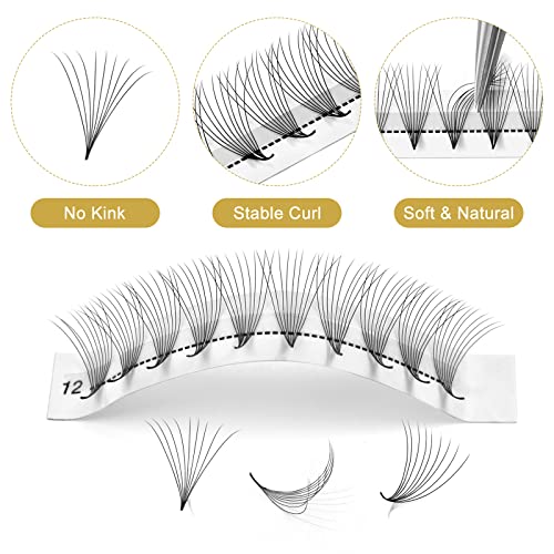 QUEWEL Premade ventilatori srednji deo 3D ～ 10D 12d 14D| 0.05/0.07/0.10 | Curl C / D / 10-18mm dužina / dugotrajna laka primena dugačka