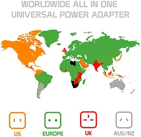 Putovanje USB Plus International adapter kompatibilan sa LG E445 za svjetsku energiju za 3 uređaja USB Typec, USB-a za putovanje između