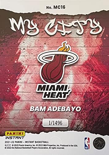 2022 Autentični panini Moj grad - Bam Adebayo košarkaška kartica - Limited Edition sa samo 1469 napravljenim - Miami Heat