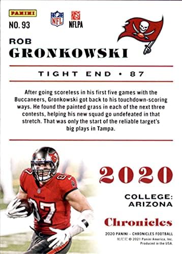 2020 Panini Hronicles Base 93 Rob Gronkowski Tampa Bay Buccaneers NFL fudbalska trgovačka kartica