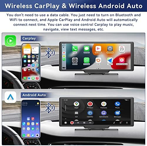 Bežični karplani / Android Automatski ekranski zaslon Prijenosni radio prijemnik, 9-inčni stereo automatsko automatsko automatsko-prenošenje, FM predajnik, glasovna kontrola, dvostruka crtica za snimanje i sigurnosna kopija, 32g TF kartica