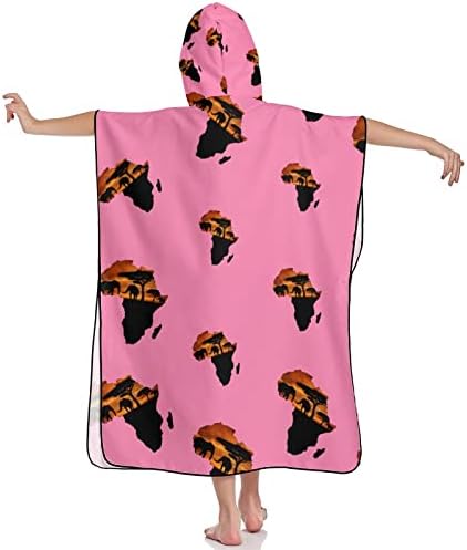 WEEDKEYCAT Afrička Safari karta ručnik s kapuljačom za djecu meka kupka plišani ručnik s kapuljačom za pokrivanje bazena na plaži