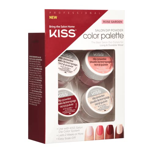KISS Salon Dip sistem boja puder Palettes Set, Rose Garden', 4 akrilna snaga Dip Powders: Nude, roze, crvena, & zlato