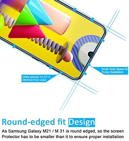 NEW'C [3 Pack] dizajniran za Samsung Galaxy M21, Galaxy M31 zaštitnik ekrana kaljeno staklo, Ultra otporno na futrolu