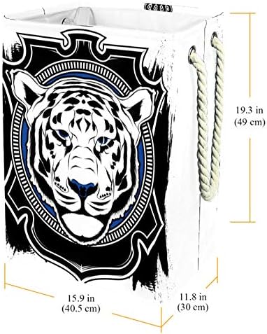 MAPOLO korpa za veš Black King Tiger sklopiva platnena korpa za odlaganje veša sa ručkama odvojivi nosači koji dobro drže vodootporne