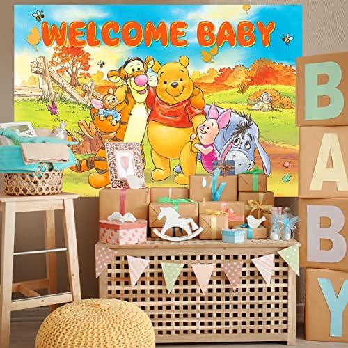 Winnie Pooh ukrasi za tuširanje Beba Winnie 1. rođendanski baner za novorođenčad dobrodošlicu bebi pozadina potrepštine za rođendanske zabave pozadina 5x3ft crtane životinje nose i prijatelji Baby Shower fotografija rekvizite