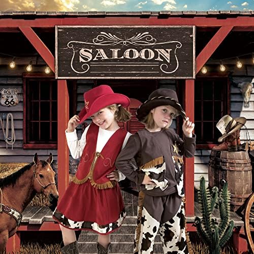 Imirell Vintage Westen Cowboy Backdrop 7wx5h Feet Country Bar Salon drvena drva ruralna ambar vrata konja Divlji Zapad poliester tkanina