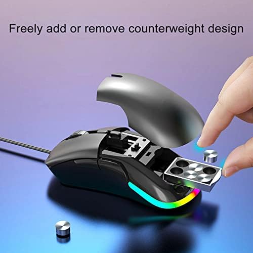 RGB miš za igre, 6 nivoa DPI podesivi 7 programabilnih tastera 13 vrsta svetlosnih režima žičani miš za igre, ergonomski osećaj udoban