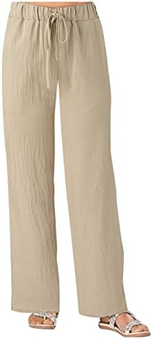 HONPRAD Široke noge crne hlače za žene haljine hlače za žene džep široka noga 2023 labave povremene čvrste posteljine hlače