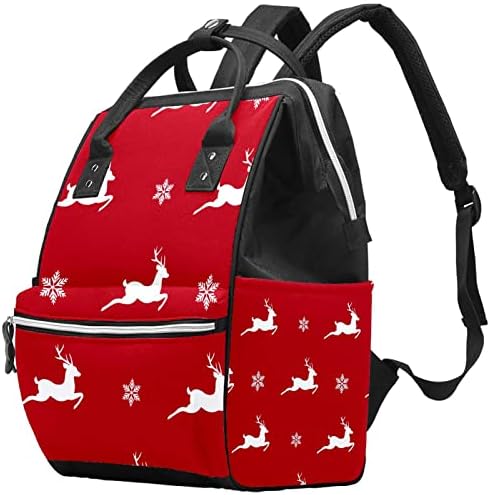 VBFOFBV ruksak pelena, višenamjenske prenosne putne vrećice za žene muškarci, božićni vilk snježne pahulje crvene boje