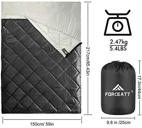 Forceatt dvostruko vrećice za spavanje, lagane vreće za spavanje za 2 osobe u 3 sezone, vodeno-repelentno ruksak za spavanje odlično