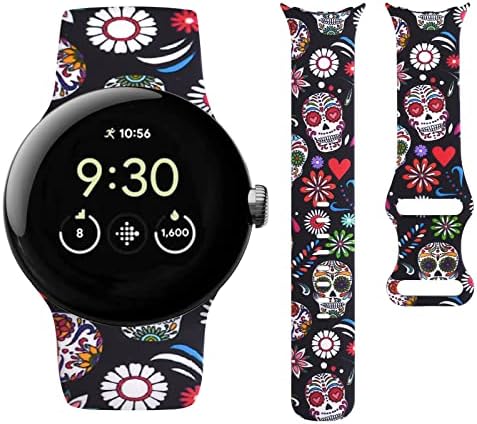 Shesyuki Print Sport Bands kompatibilan sa Google Pixel Watch Band, mekani silikonski remen za zamjenu za zamjenu za žene za žene