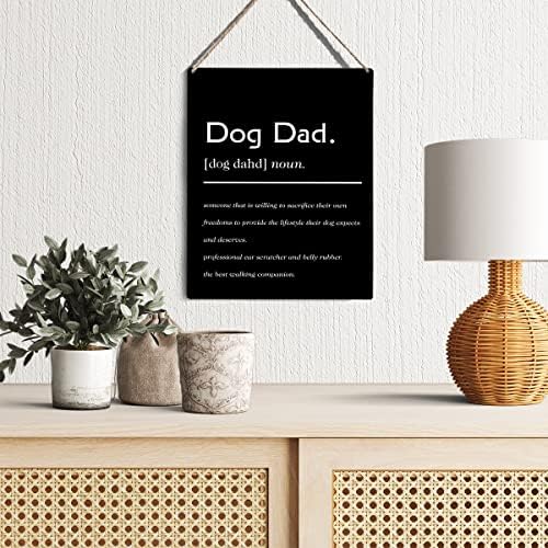 Farmhouse Dog Dad Definicija Drveni znak Zidne dekor Rustikalni pas otac citat drvena ploča Viseći znakovni ukras za domaća vrata,