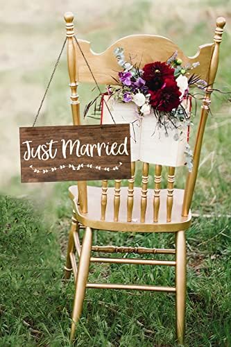 Samo oženjeni znak - 6 '' x 12 '' Nosilica sa drvenim prstenom - vjenčani drveni znak - Ceremonija vjenčanja - Trstac Wood Wedding