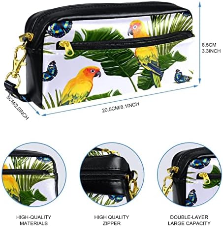 Tbouobt vrećica za šminku Travel Cosmetic torba torbica torbica sa patentnim zatvaračem, butterfly papagaj tropskim listovima