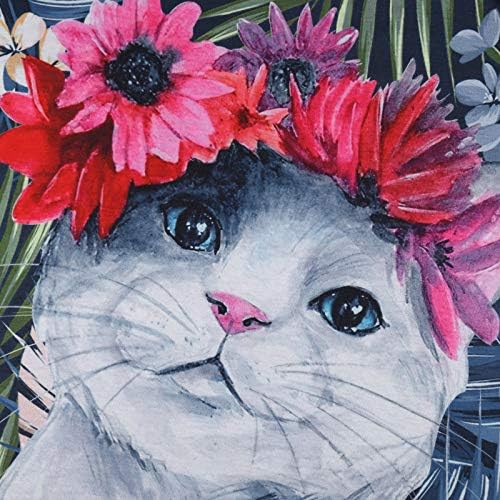 Uikmnh ženske Tees ljeto Casual mačka okrugli vrat slatka Kaftan elegantan kratki rukav košulju