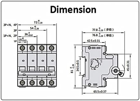 NUNOMO 2P 230V ~ CTYPE Mini krug minijaturni ministarstvo zračnog preklopnika Kapacitet 4,5ka Montaža 36 mm DIN šinske laserske štampanje