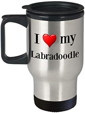 Labradoodle putnička krigla - toplotni izolirani nehrđajući čelik Labrador Retriever Pudle Mix Lover Ljubav poklon za kavu