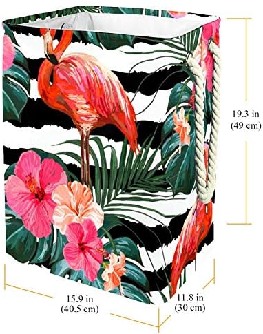 Unicey Floral Summer Tropical Palm Leaves Flamingo Hibiscus Korpa Za Veš Vodootporna Korpa Za Prljavu Odeću Za Veš Sklopiva Korpa Za Veš