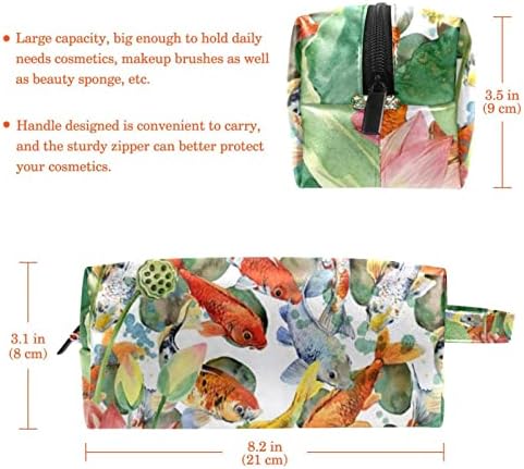 Tbouobt kozmetičke vrećice za žene, šminke toaletna toaletska torba Običji za pribor, koi Lotus Pond Vintage Art Cvijet