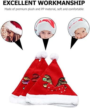 PRETYZOOM Sequin Santa šešir 3kom Božić pliš toplo šešir Santa šešir Party Hair Accessories Foto Prop Bulk Santa kape