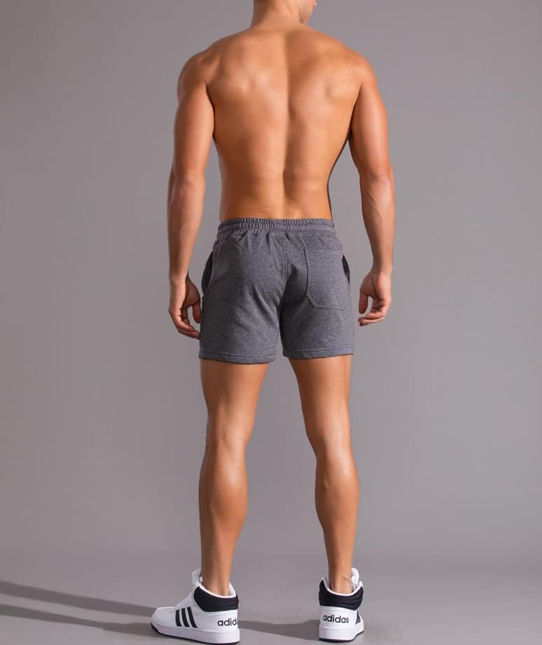 Longbida Muške atleteske kratke hlače od 5 inča pamučni povremeni elastični struk Jogger Workout Shorts