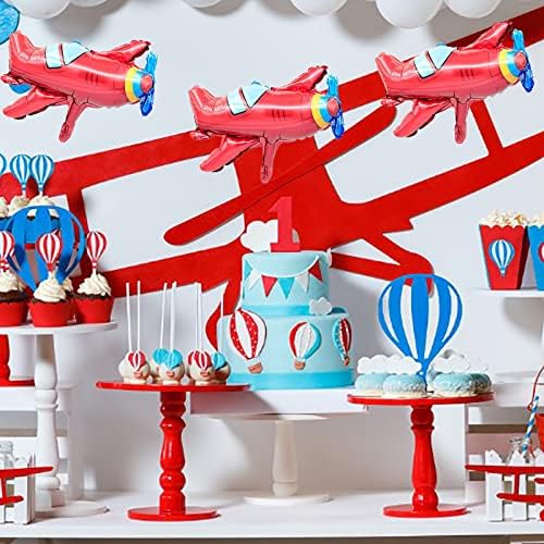 Bieufbji crvena aviona helikopter aviona folija aviator aviare themed temat 10 kom, za rođendansku dekoraciju za zabavu