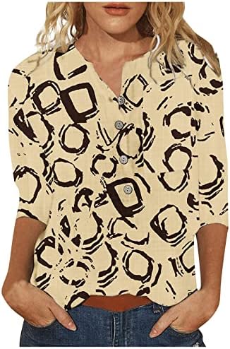 Fragarn Ljetni vrhovi za žene kratki rukav ugodan modni casual vintage tiskani tee tipka za majice majice dame bluze