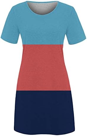 lcziwo ženska ljetna haljina kratki rukav Casual Shift haljina za žene 2023 Flowy Swing tunika boja blok Tshirt haljine