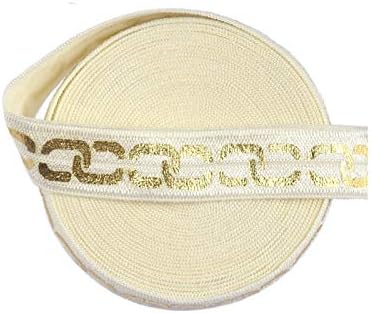 2 5 10 dvorište 5/8 15mm lanac zlatna folija Print Foldover elastična spandex traka za kravatu za kosu haljina Uradi Sam šivaća Trim