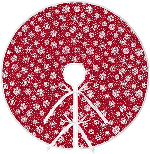 Ameter Snowflake Božićna suknja, 30 inča crvena burlap Tree Mat Farmhouse Rustikalni božićni ukras, Xmas Novogodišnji odmor za odmor