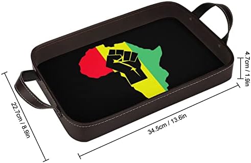 Crna snaga pesnice s Afro PU kožnom posluživom nosačem elegantnog tablice Decor Parfem Organizer sa ručkama